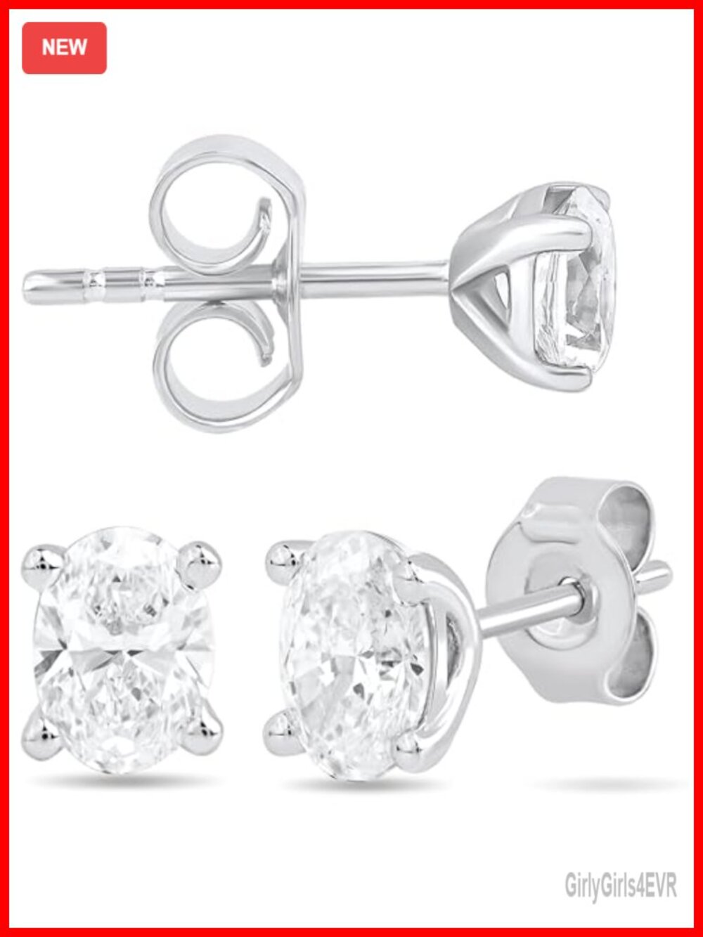 1CT 14k White Gold Oval Solitaire Diamond Stud Earrings Women IGI